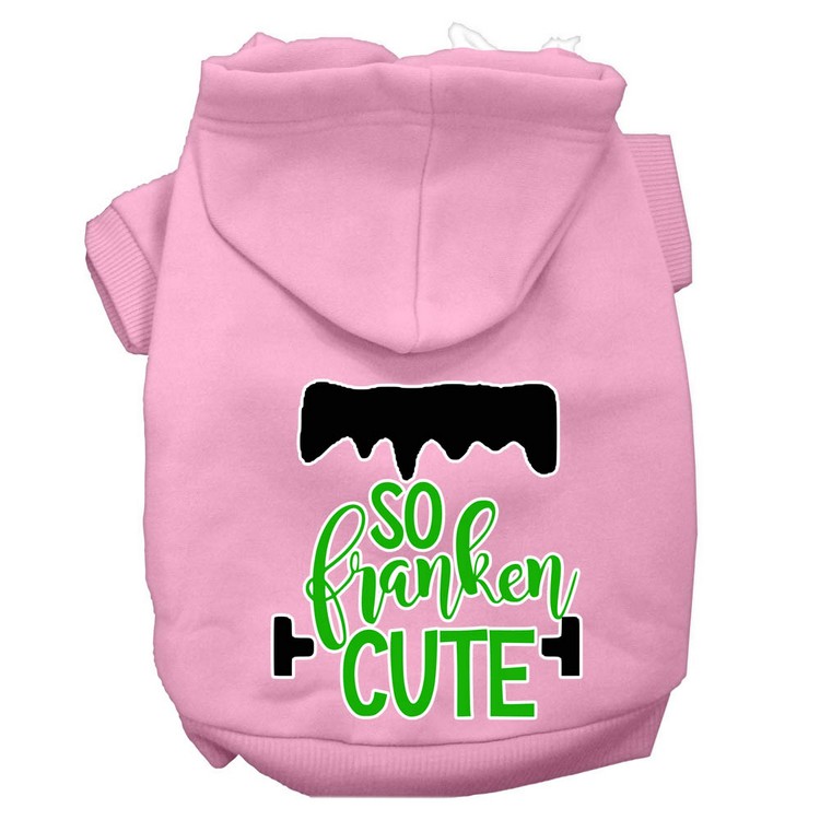 So Franken Cute Screen Print Dog Hoodie Light Pink XS